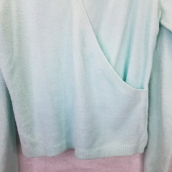 Lily Stanhope Ballet Sweater Women's L Green Pullover Cross Front Eyelash Knit - Picture 9 of 15